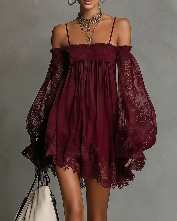 Novalee | Navy Lace Chiffon Mini Dress