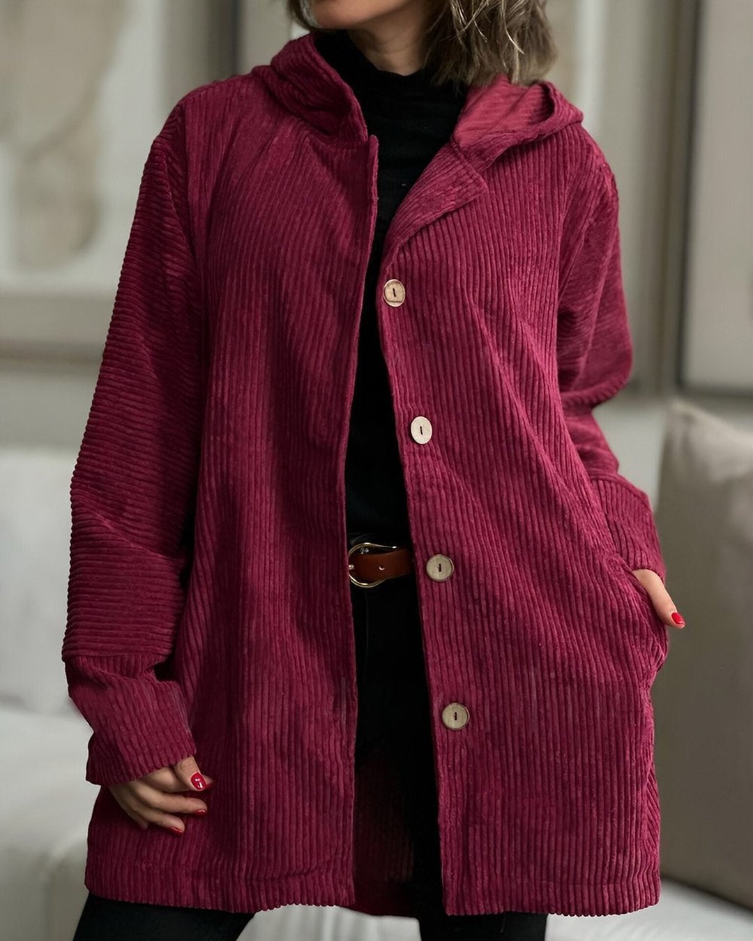 Mae | Cozy Corduroy Hooded Jacket