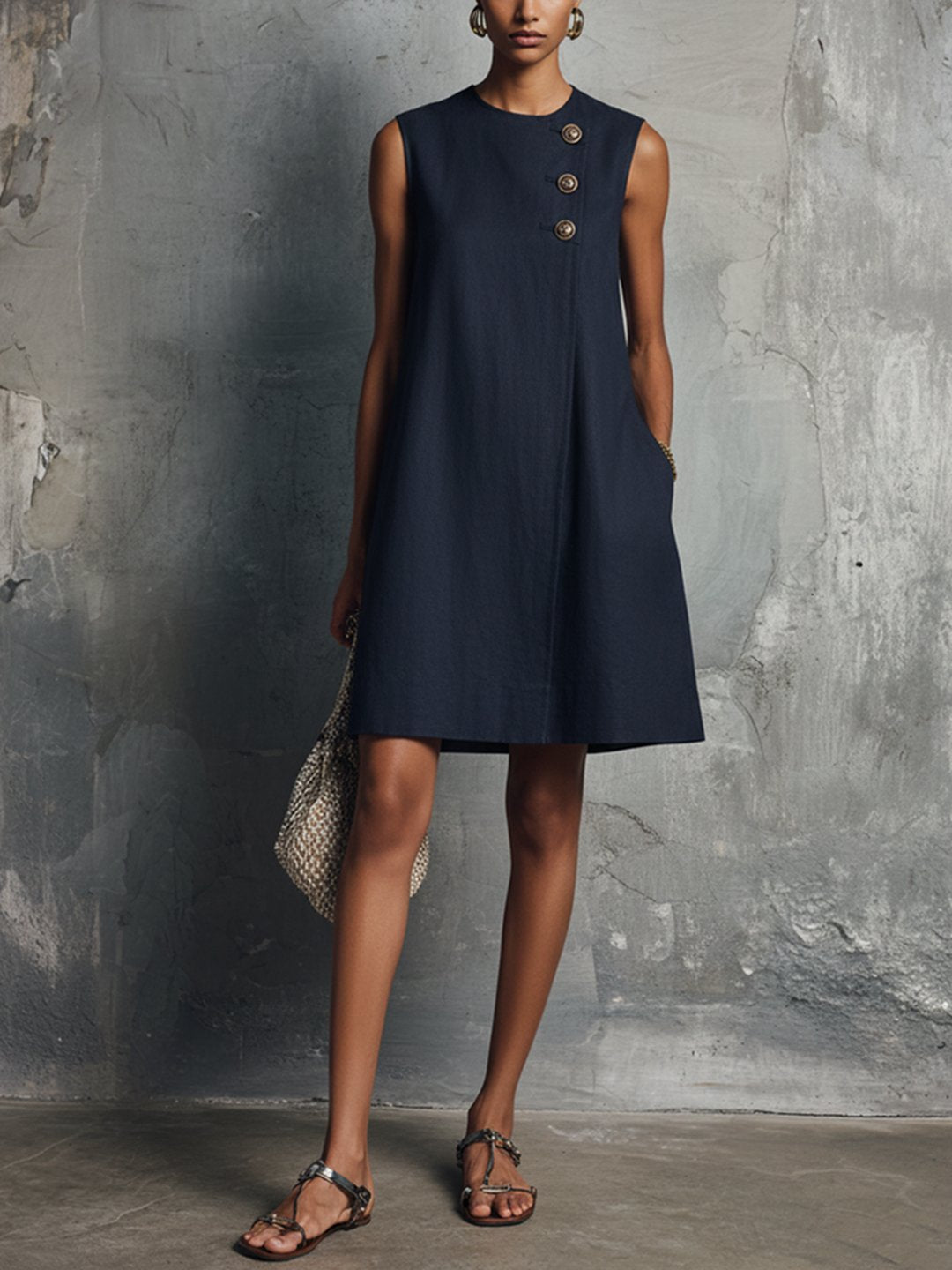 Oliva | Asymmetric Button Mini Dress