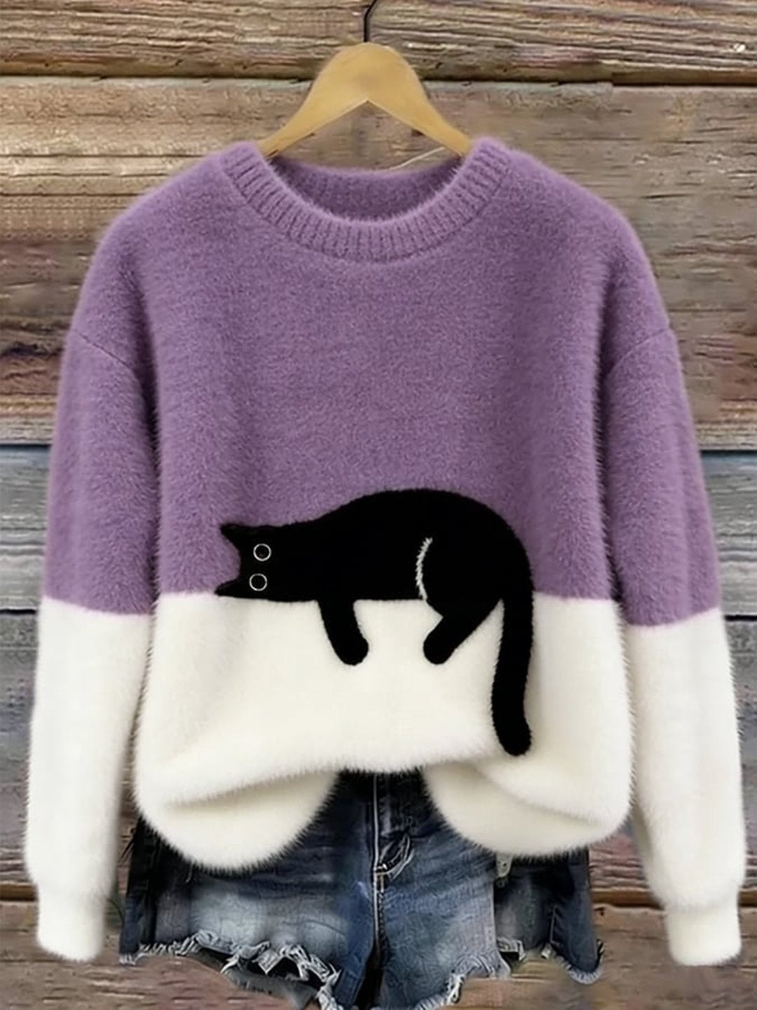 Jocelyne | Elegant Cat Print Oversized Sweater