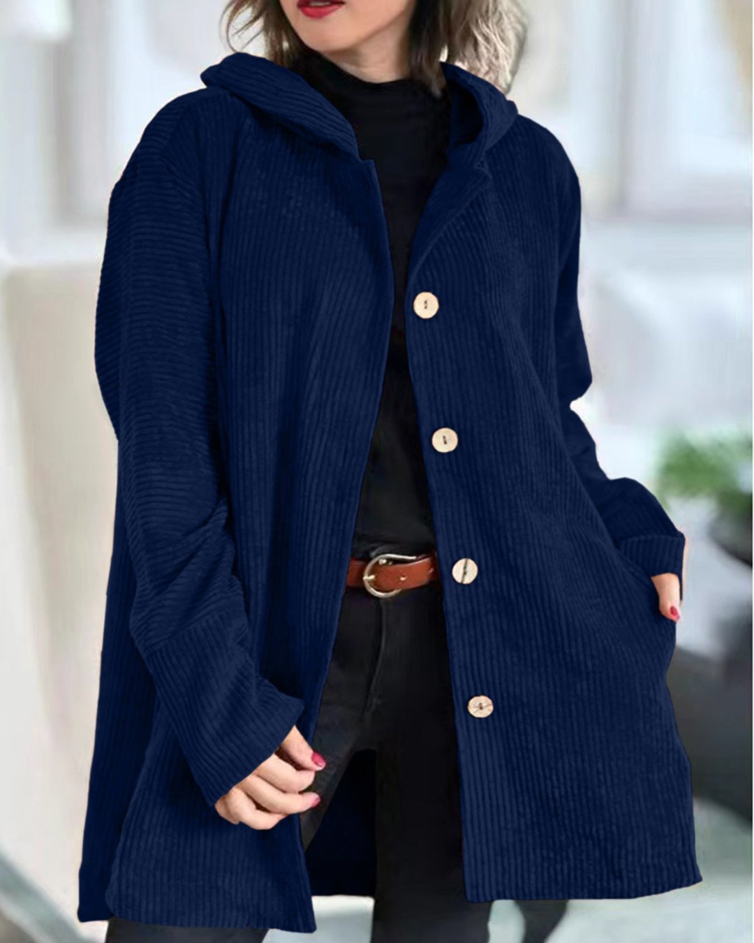 Mae | Cozy Corduroy Hooded Jacket