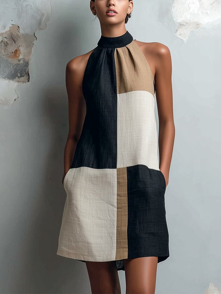 Dagmar | Colorblock Halter Mini Dress