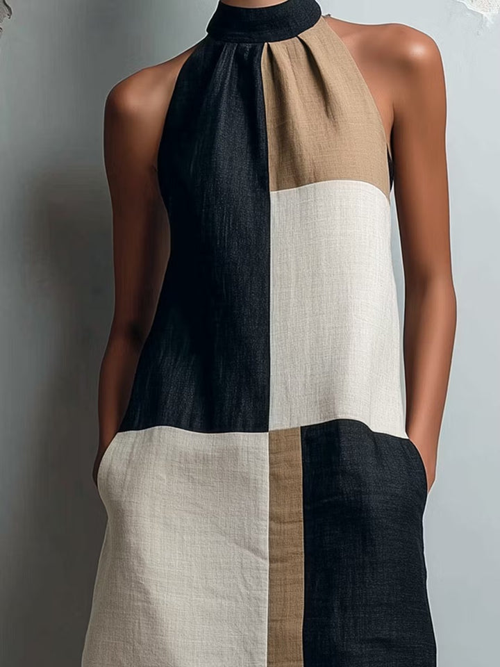 Dagmar | Colorblock Halter Mini Dress