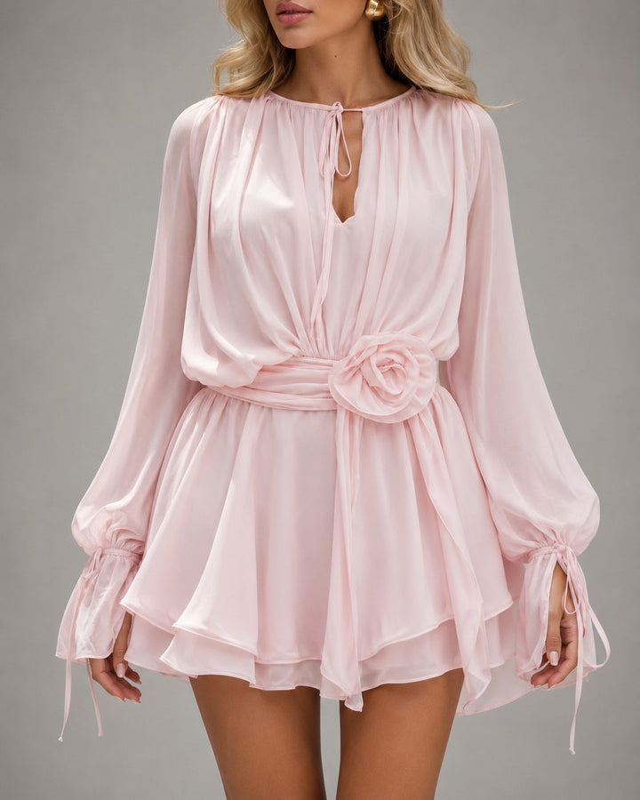 Nia | Romantic Mini Dress with Floral Waist