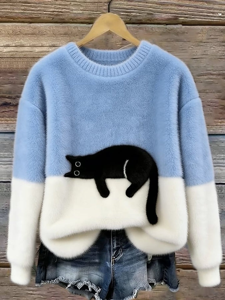 Jocelyne | Elegant Cat Print Oversized Sweater