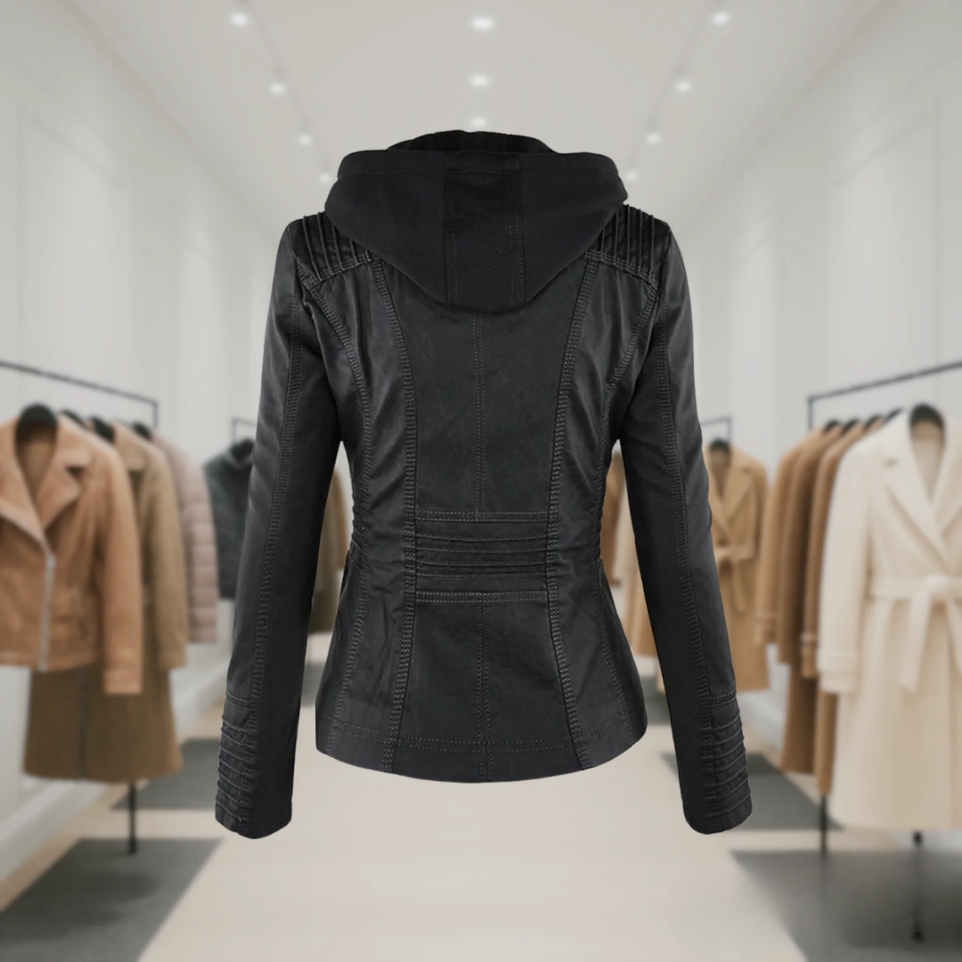 Odessa | Waterproof Leather Jacket with Hood