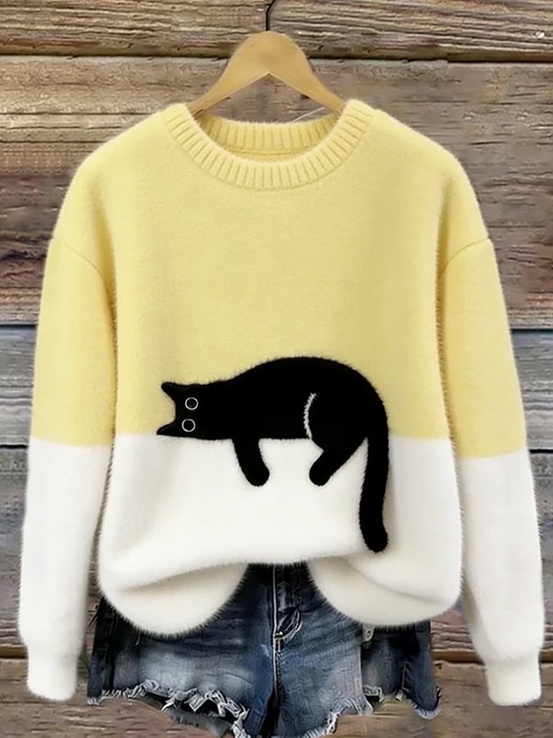 Jocelyne | Elegant Cat Print Oversized Sweater