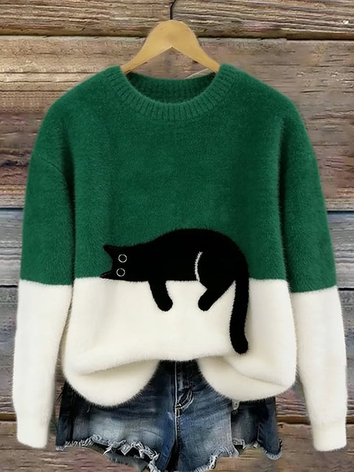 Jocelyne | Elegant Cat Print Oversized Sweater