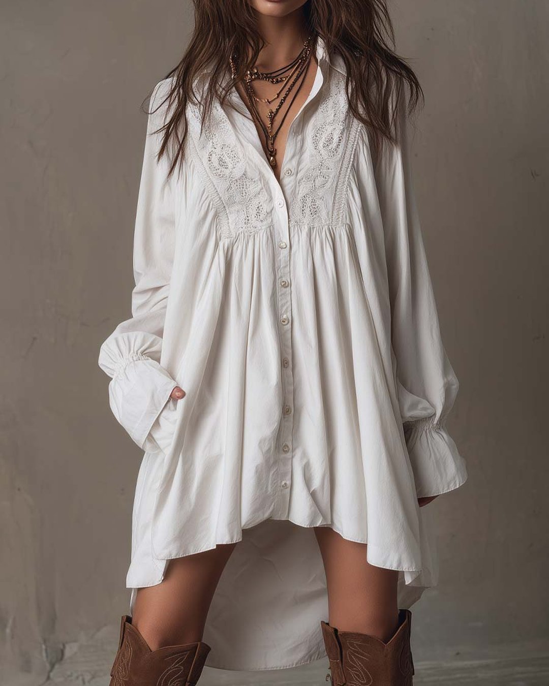 Torri | Lace Shirt Mini Dress
