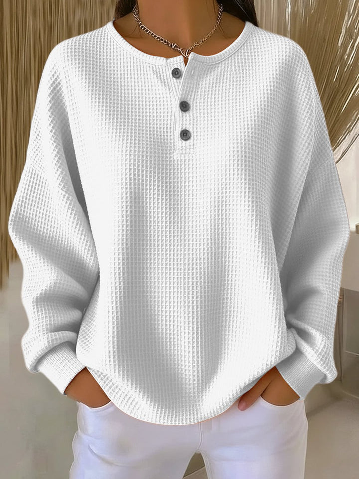 Kennedi | Cozy Waffle Henley Sweatshirt
