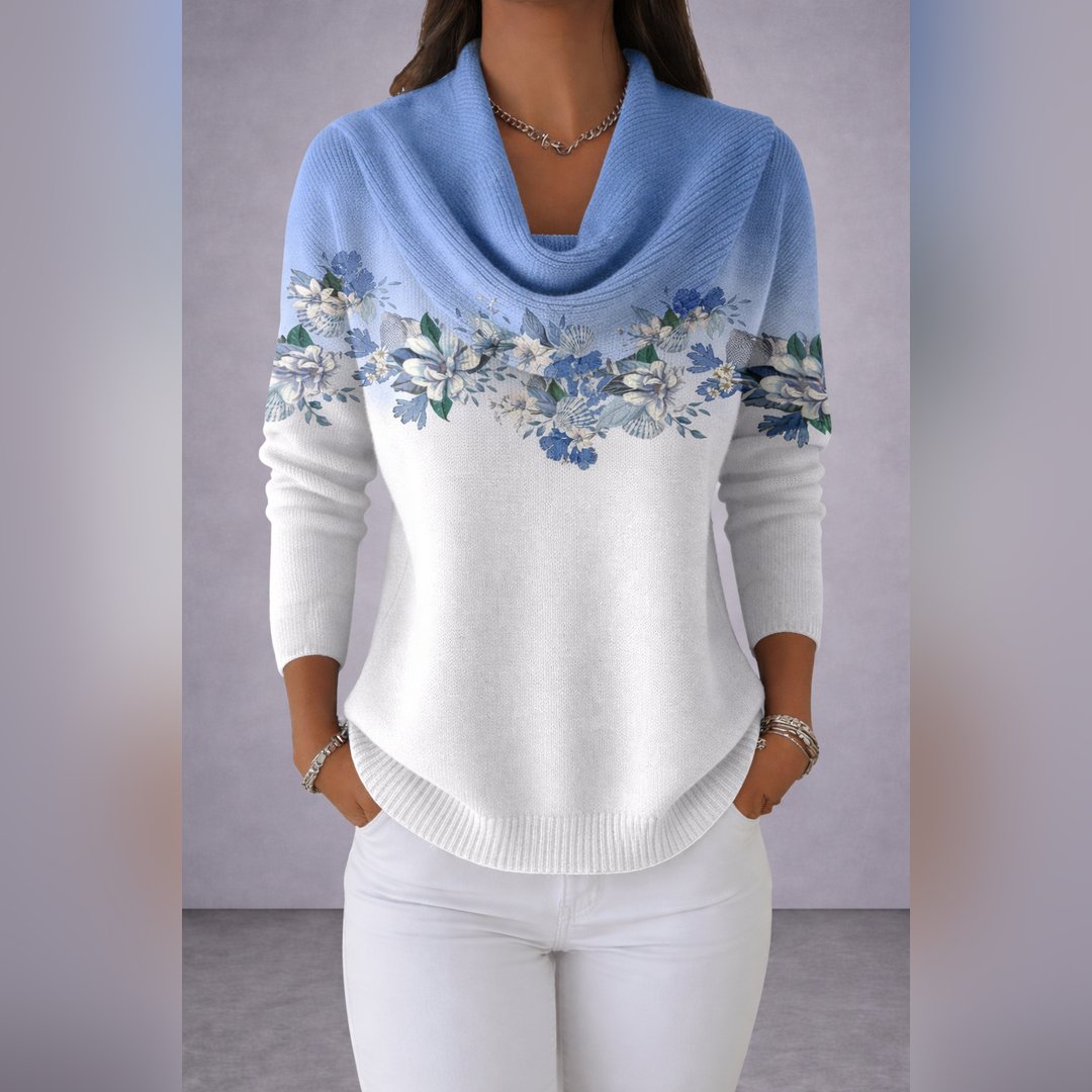 Kelli | Floral Sweater With A Soft Neckline