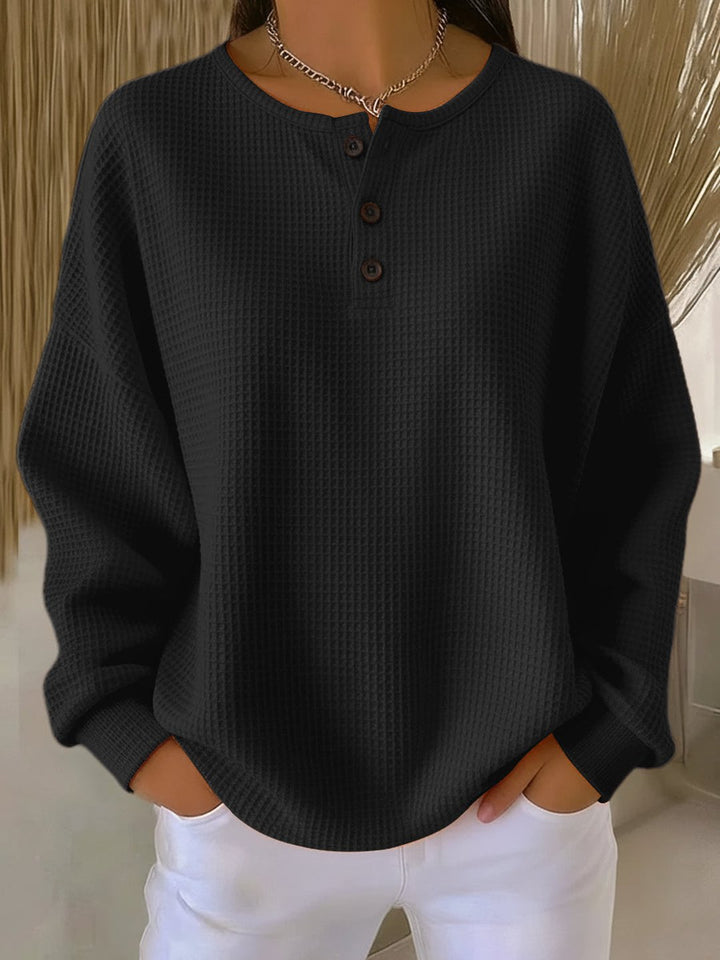 Kennedi | Cozy Waffle Henley Sweatshirt