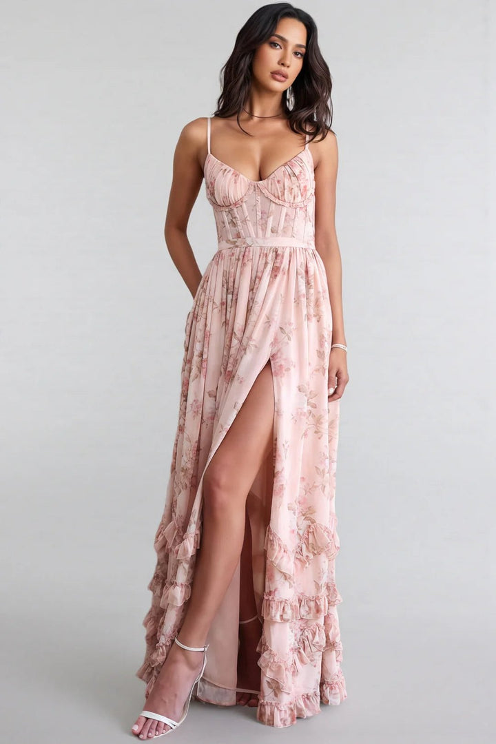 Ruthie | Floral Print Ruffled Maxi Dress
