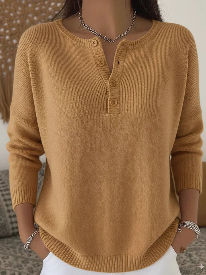 Kaylee | Henley Button-Up Knit Sweater