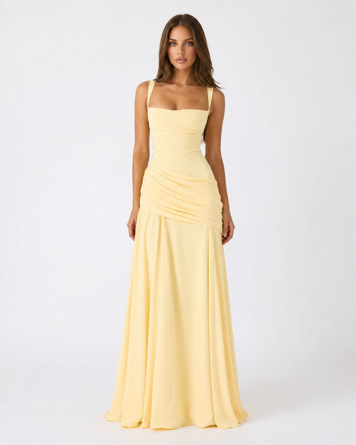 Phoebe | Maxi Dress With Ruched Square Neckline