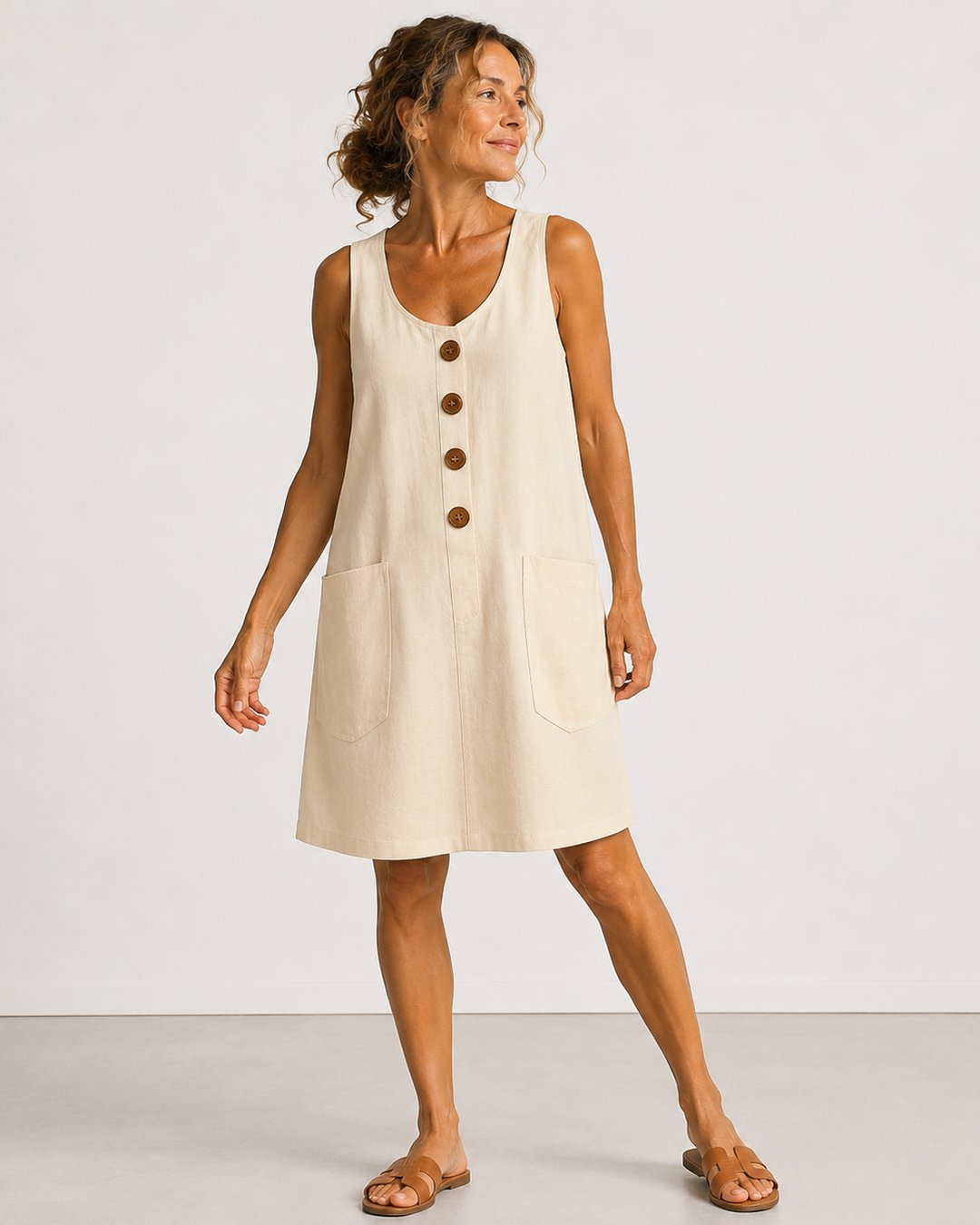 Grete | Sleeveless Button-Front Mini Dress