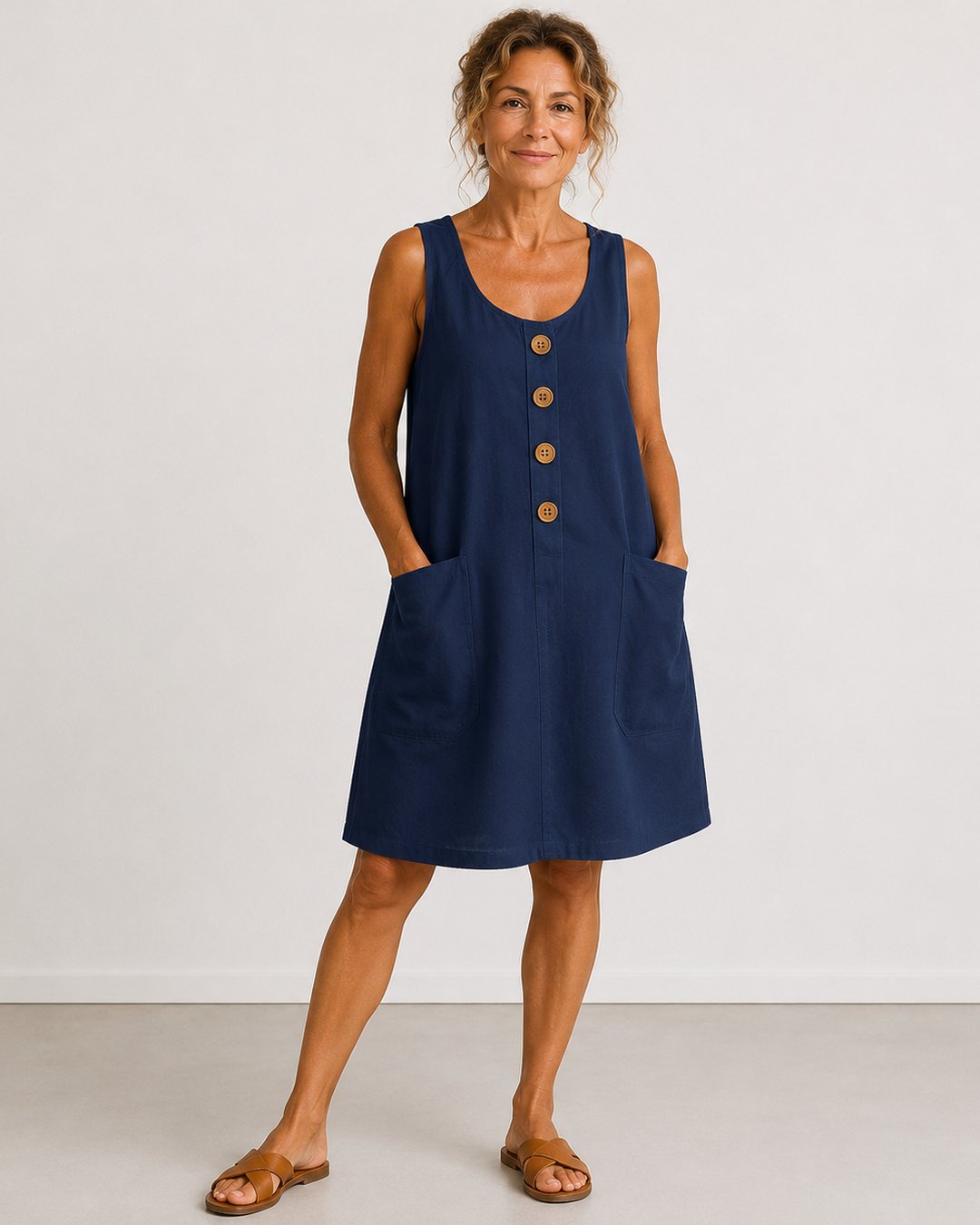 Grete | Sleeveless Button-Front Mini Dress