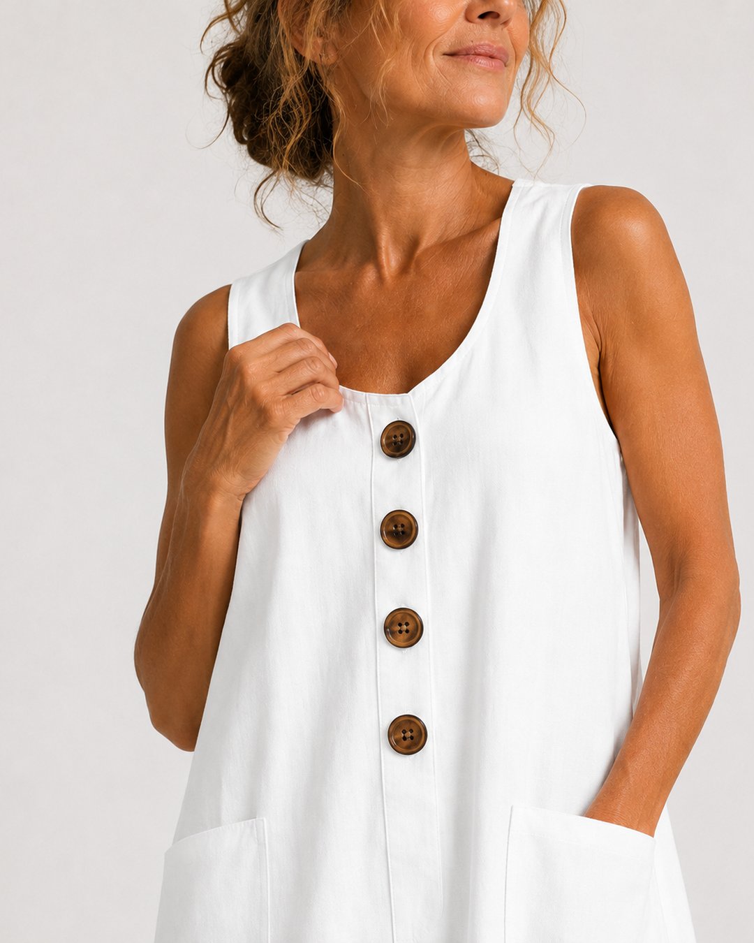 Grete | Sleeveless Button-Front Mini Dress