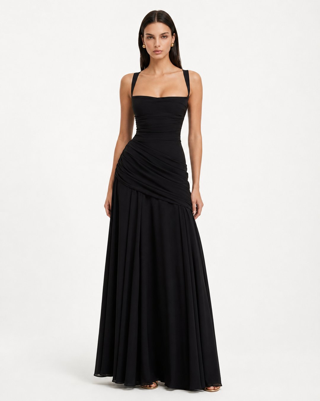Phoebe | Maxi Dress With Ruched Square Neckline