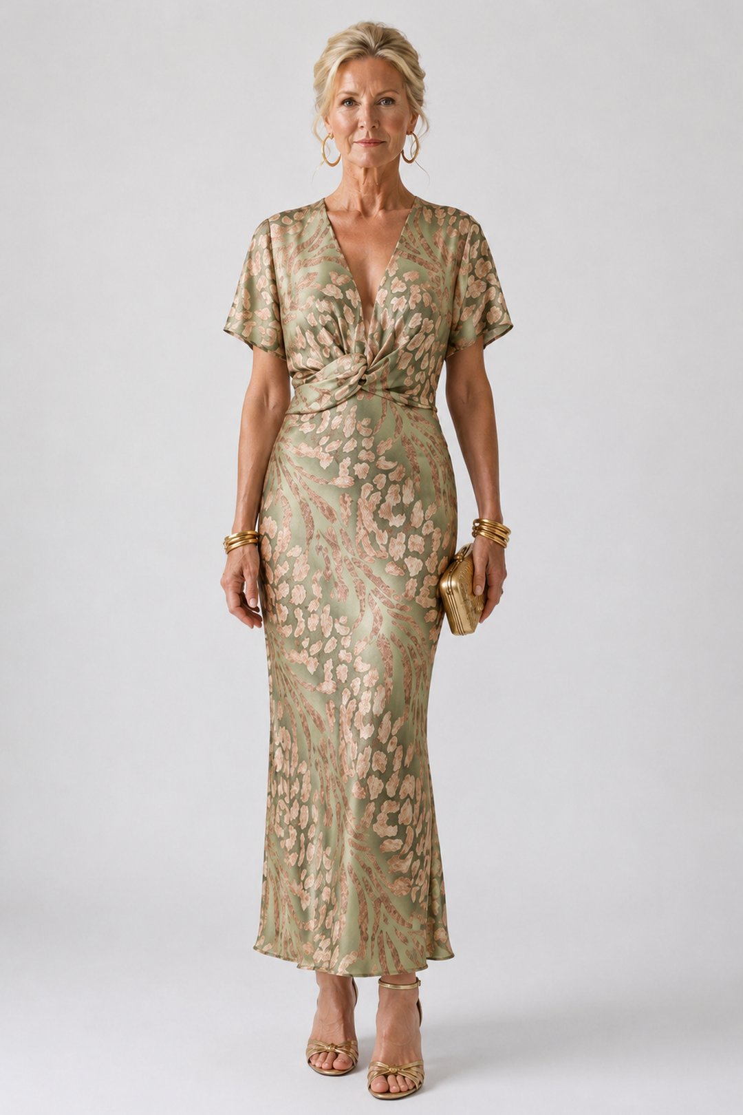Taryn | Abstract Print Twist Waist Midi Dress