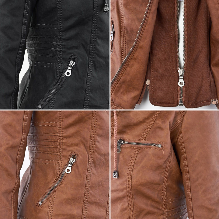 Odessa | Waterproof Leather Jacket with Hood