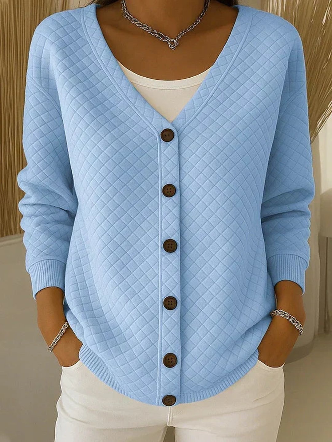 Virgil | Quilted Button-Front Cardigan