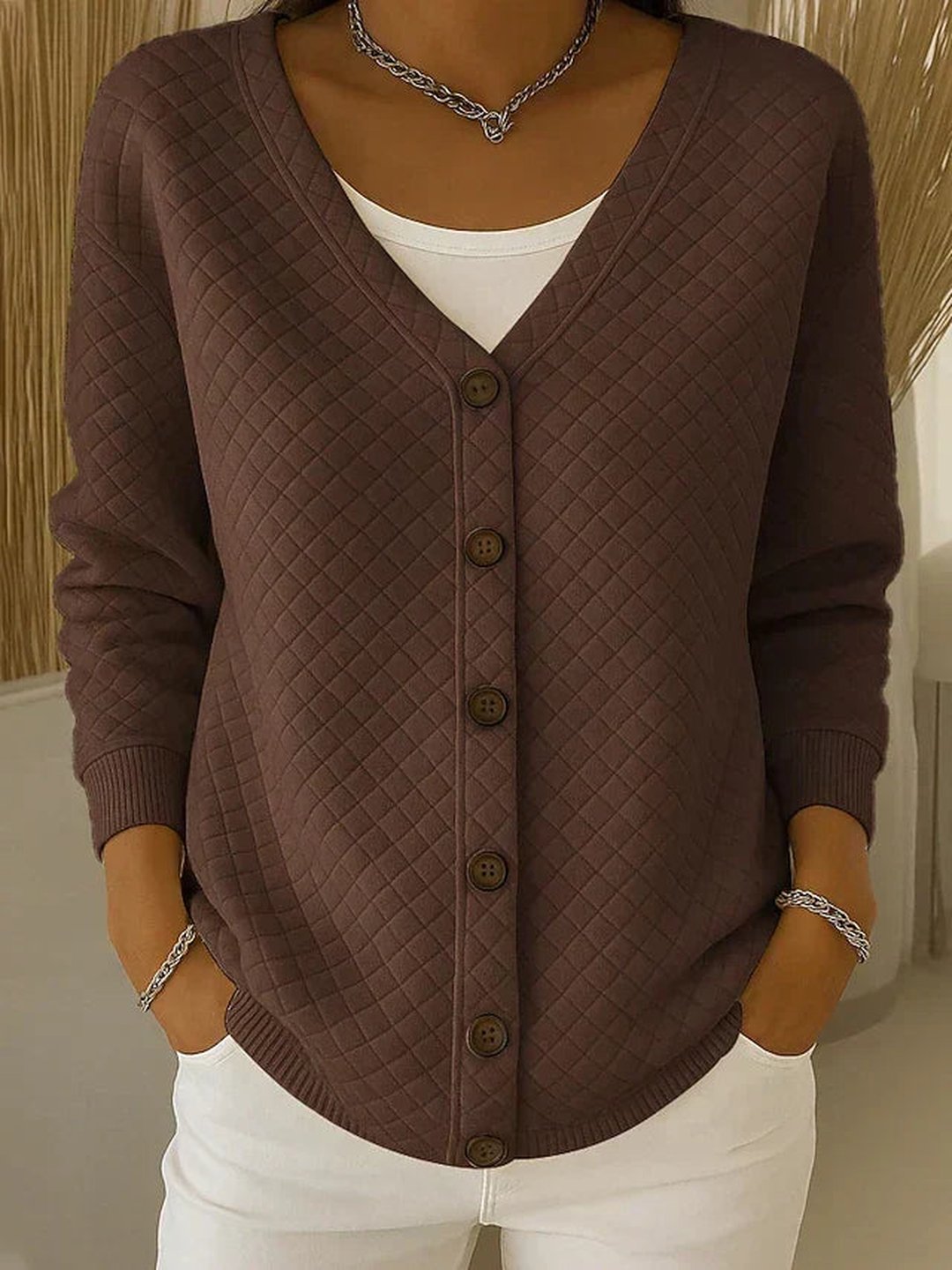 Virgil | Quilted Button-Front Cardigan
