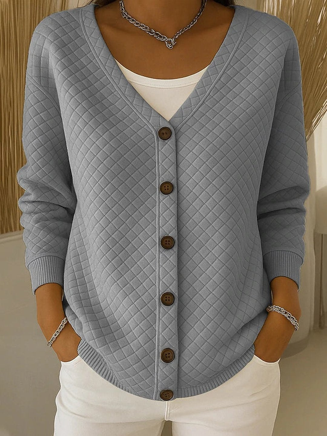 Virgil | Quilted Button-Front Cardigan