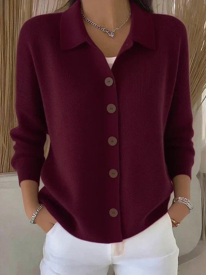 Hepburn | Button-Front Collared Cardigan