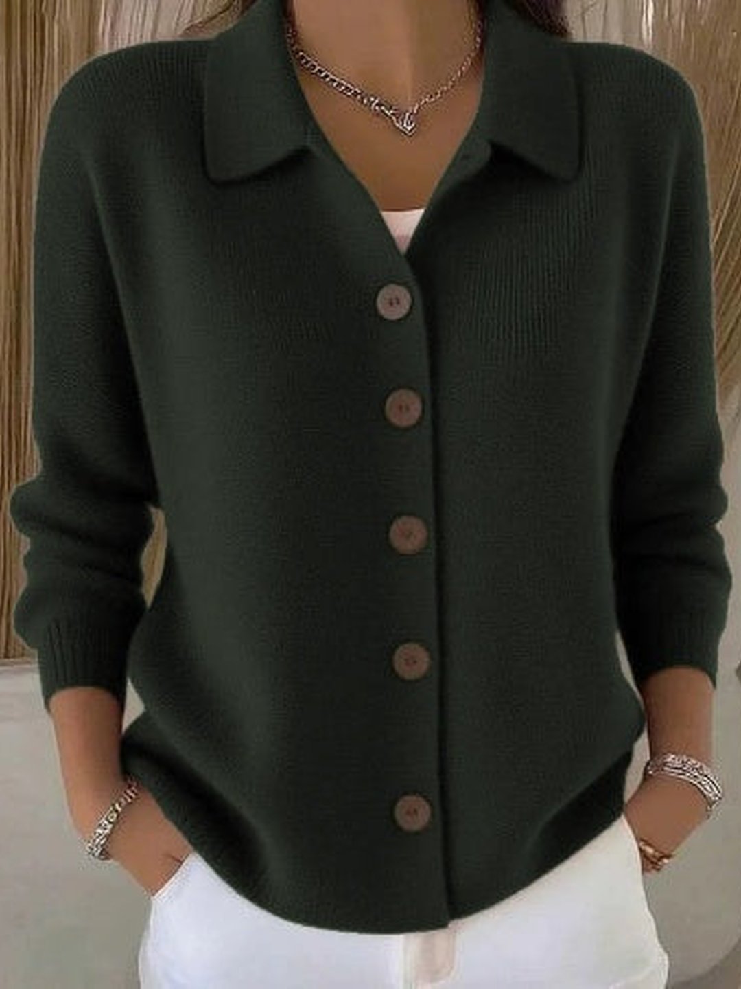 Hepburn | Button-Front Collared Cardigan