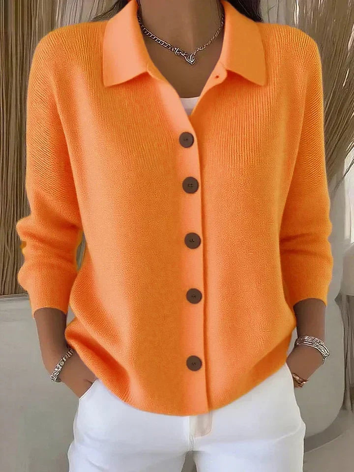 Hepburn | Button-Front Collared Cardigan