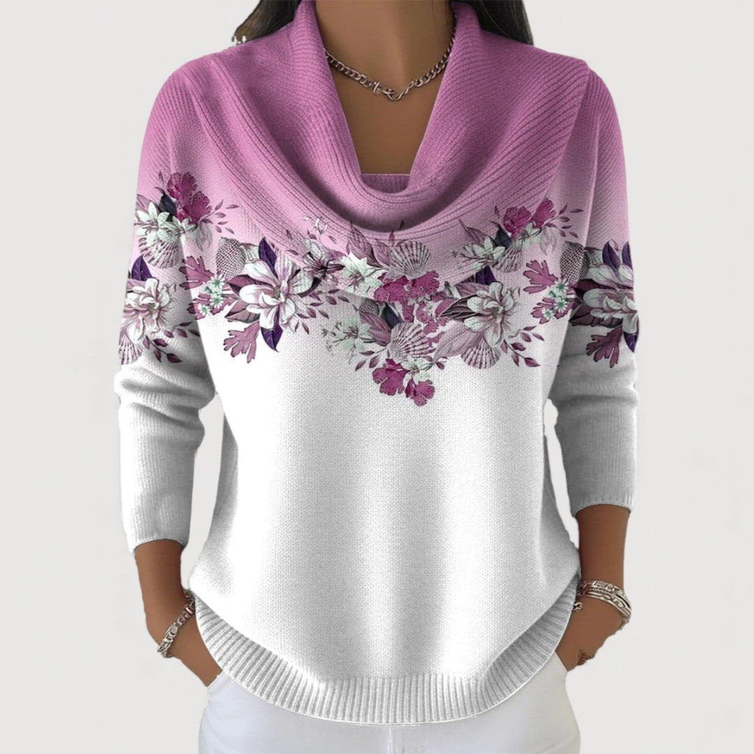 Kelli | Floral Sweater With A Soft Neckline