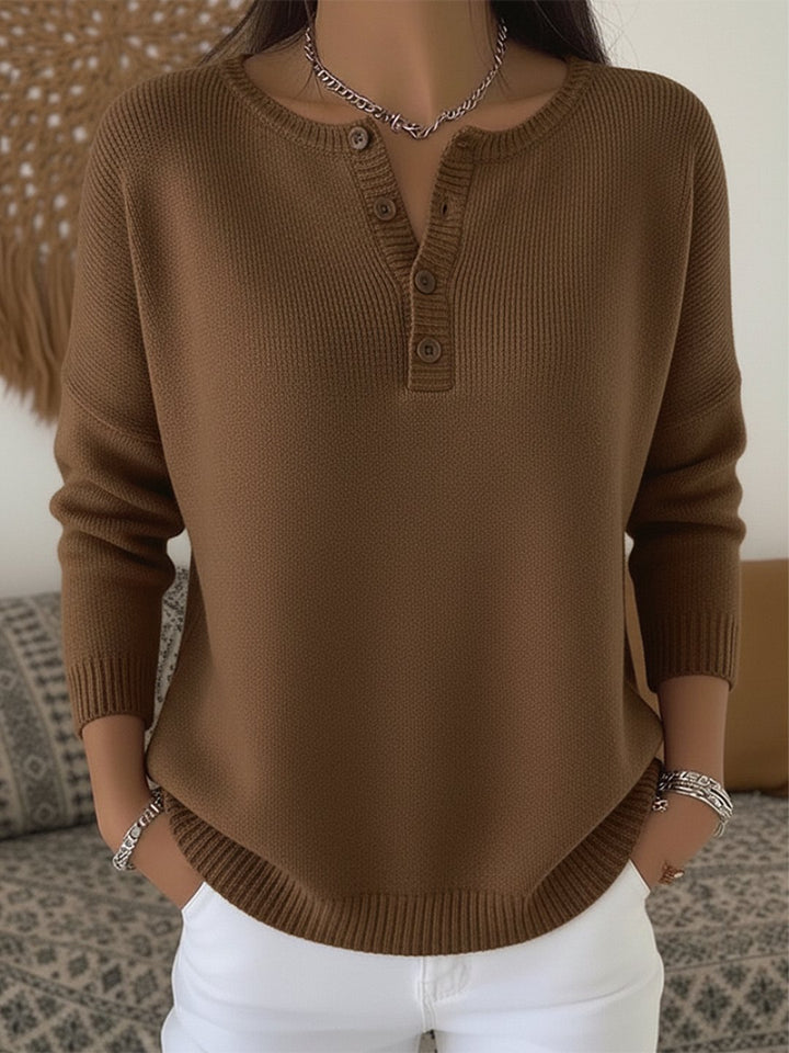 Kaylee | Henley Button-Up Knit Sweater