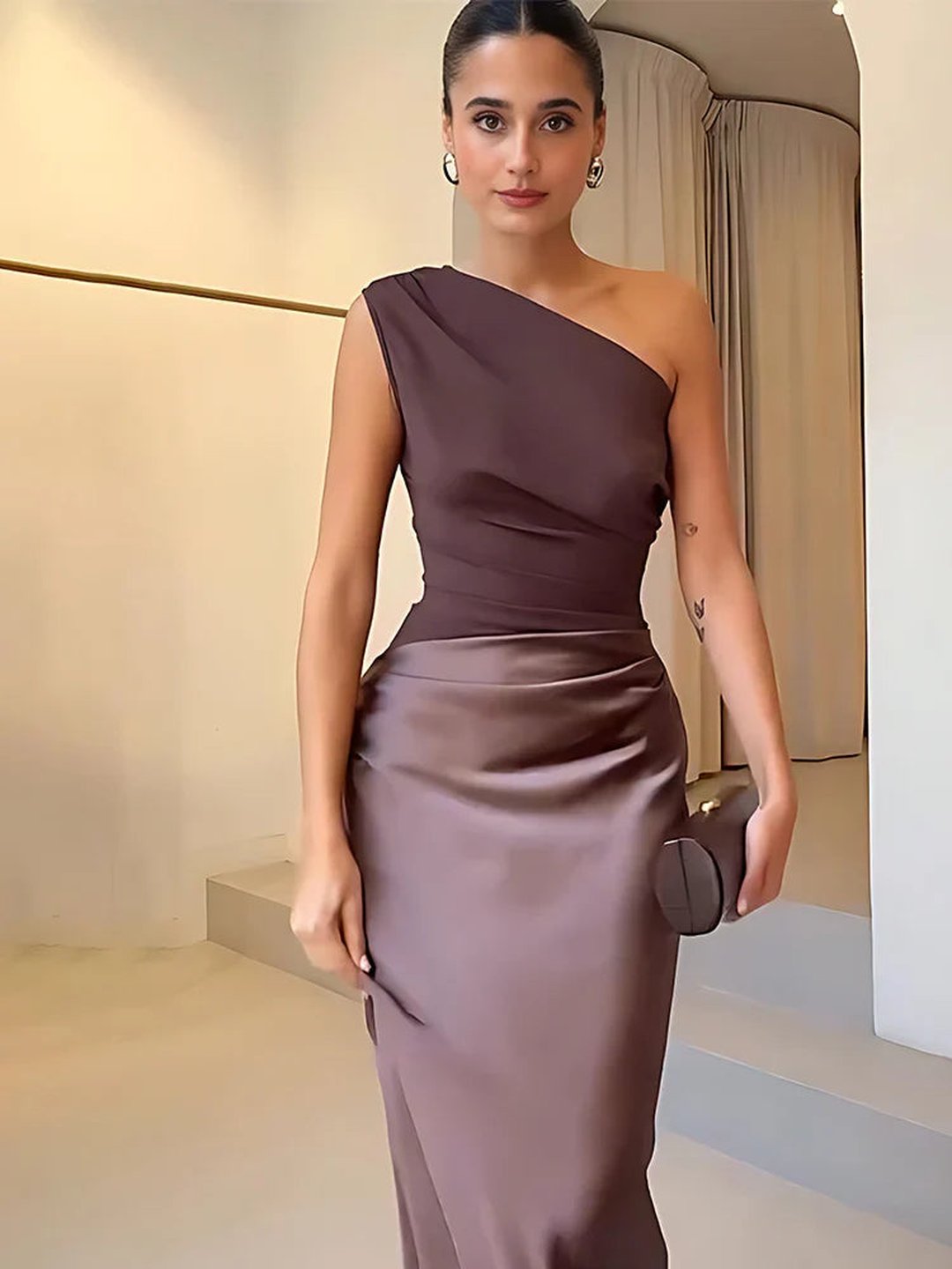 Nanette | One-Shoulder Satin Maxi Dress