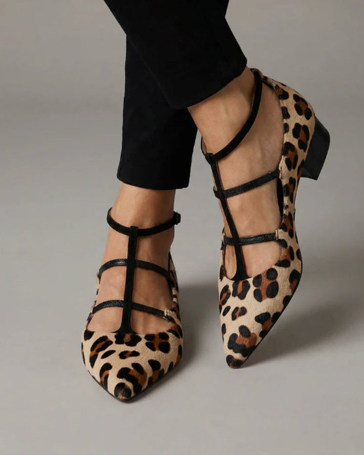 Kinsley | Heeled Shoes with Leopard Strap