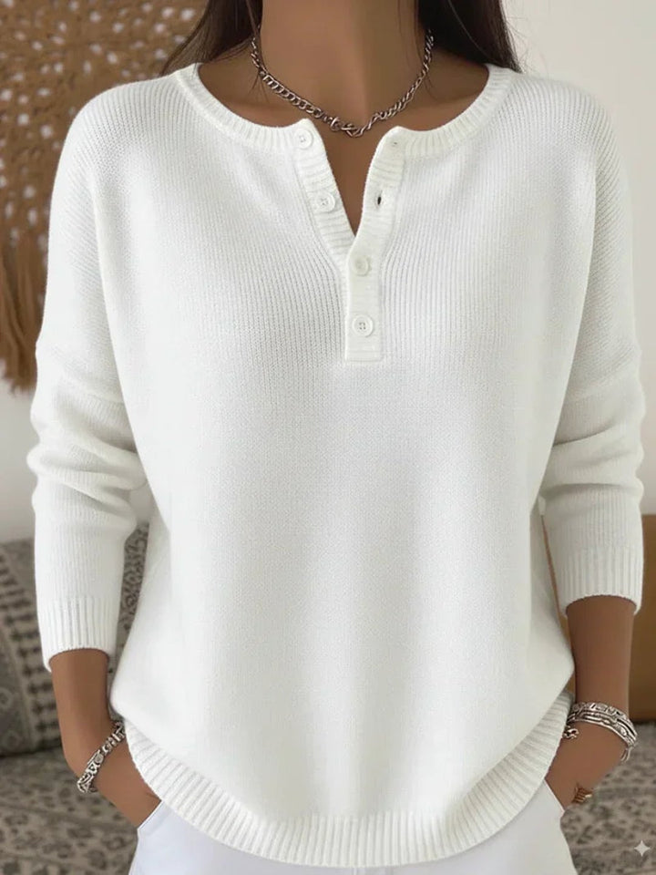 Kaylee | Henley Button-Up Knit Sweater