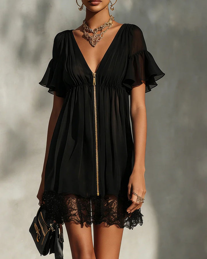 Kenzie | Zip-Front Lace Mini Dress