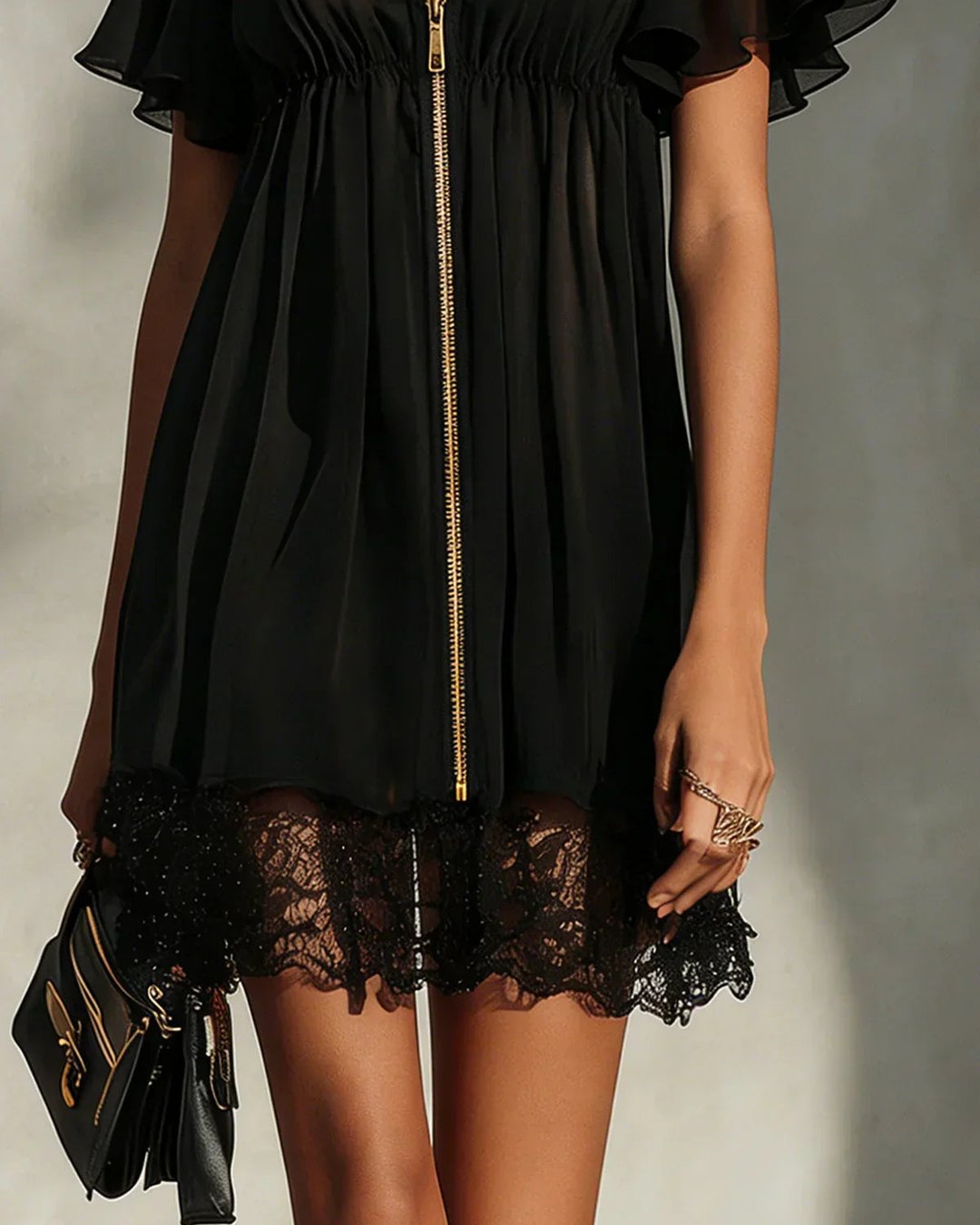 Kenzie | Zip-Front Lace Mini Dress