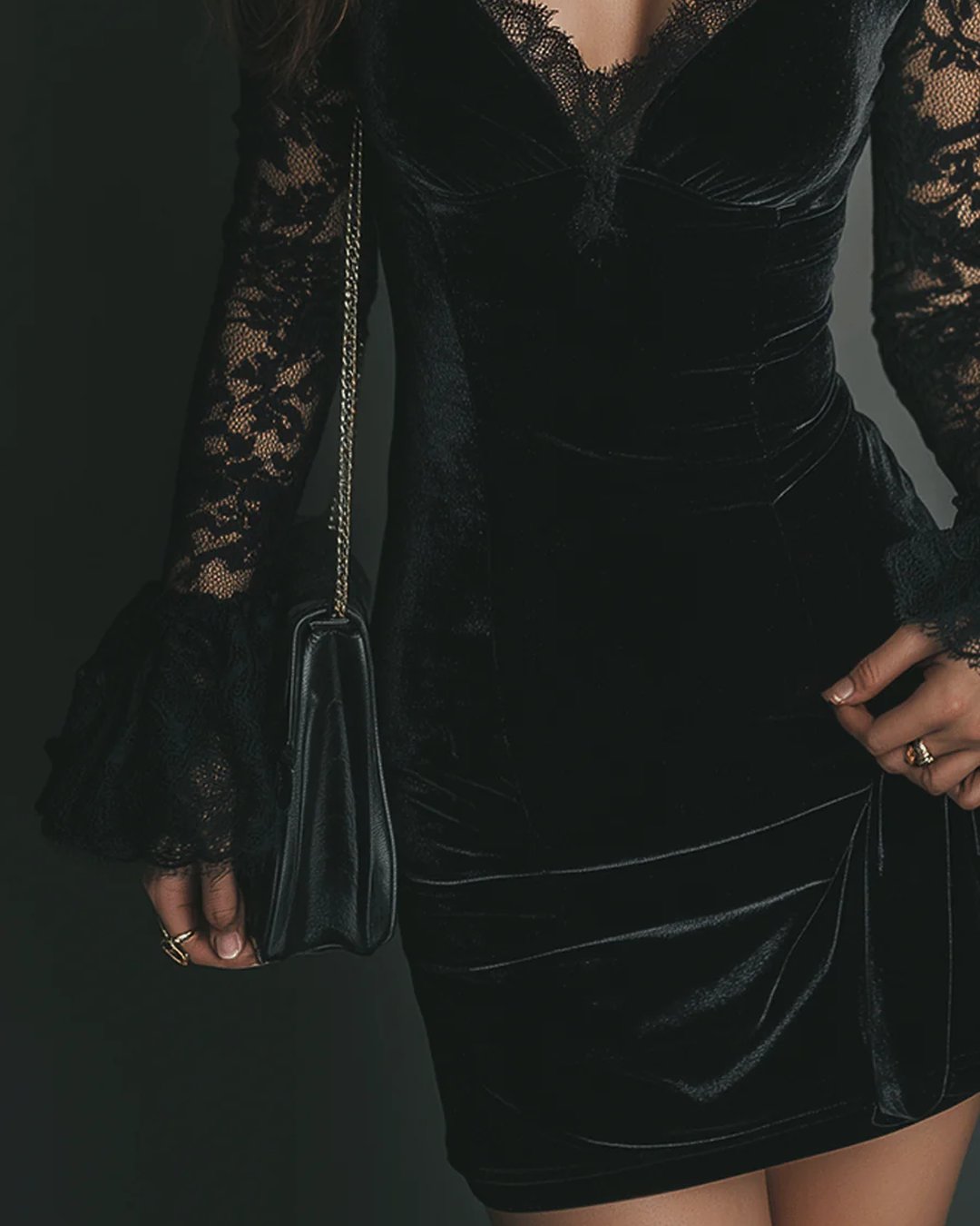 Bridgette | Velvet and Lace Mini Dress