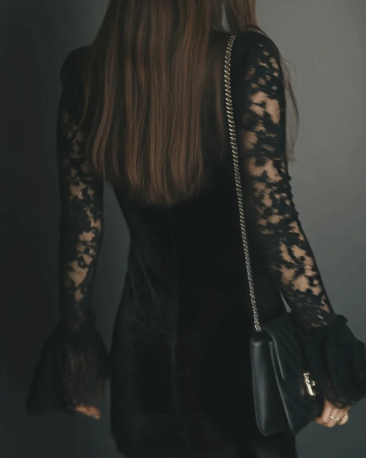 Bridgette | Velvet and Lace Mini Dress
