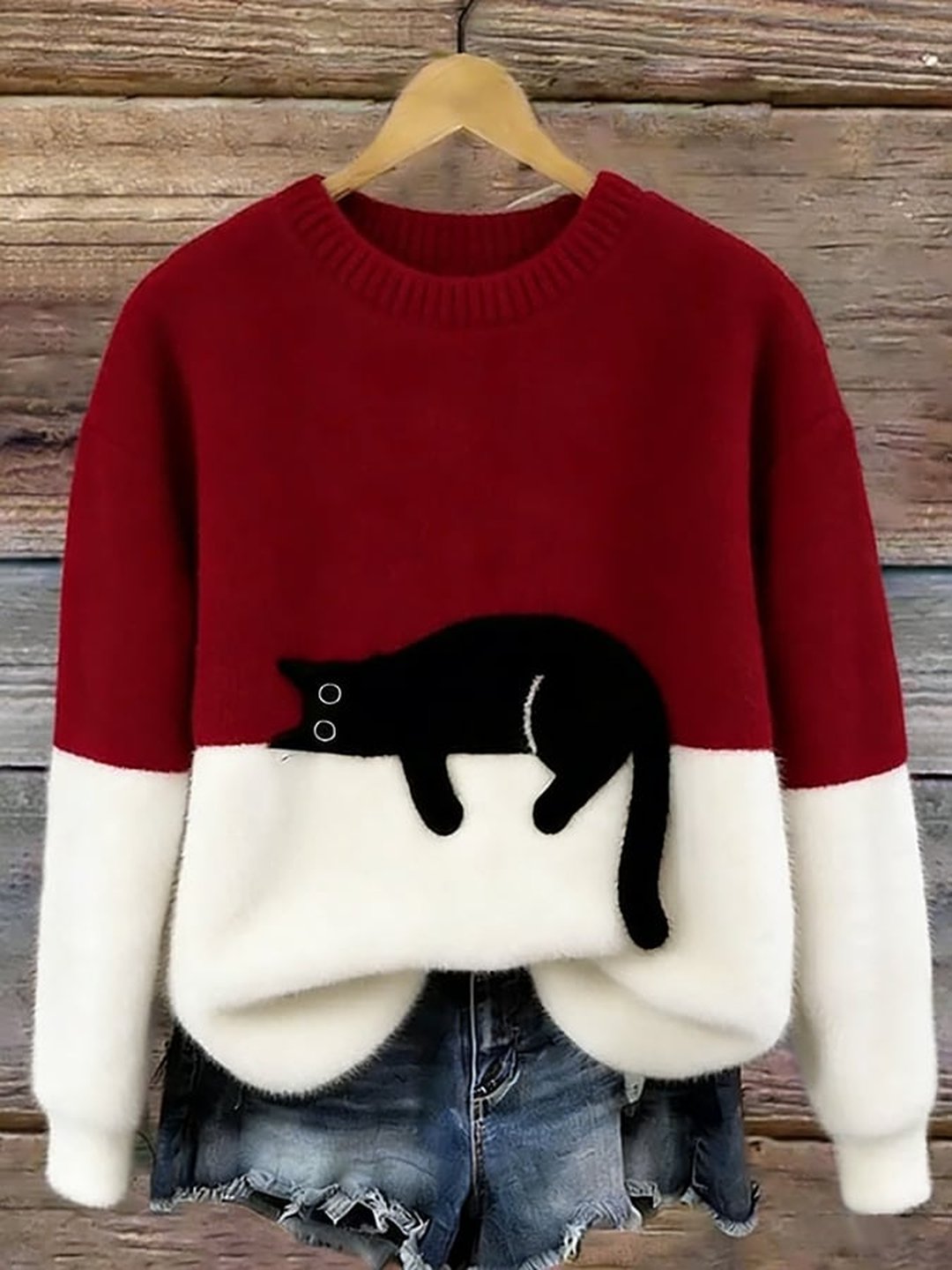 Jocelyne | Elegant Cat Print Oversized Sweater