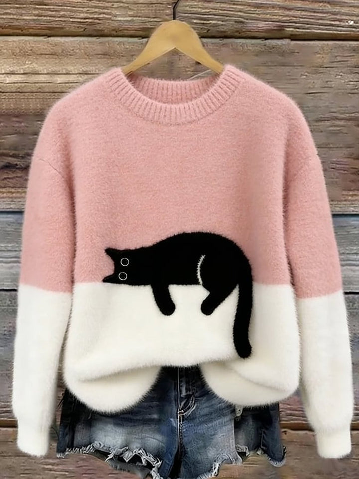 Jocelyne | Elegant Cat Print Oversized Sweater
