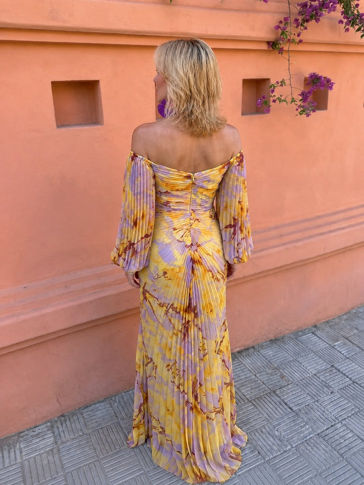 Thomasina | Long Floral Deep-V Dress