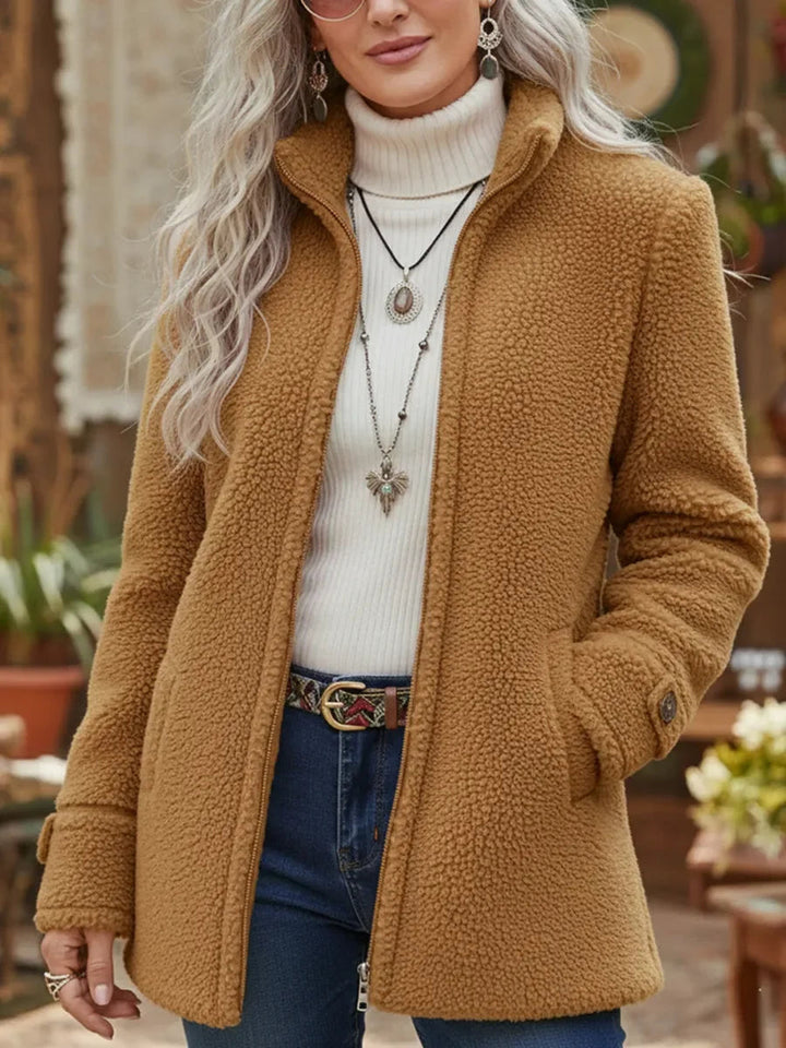 Florence | Full-Zip Lambswool-Feel Stand Collar Jacket