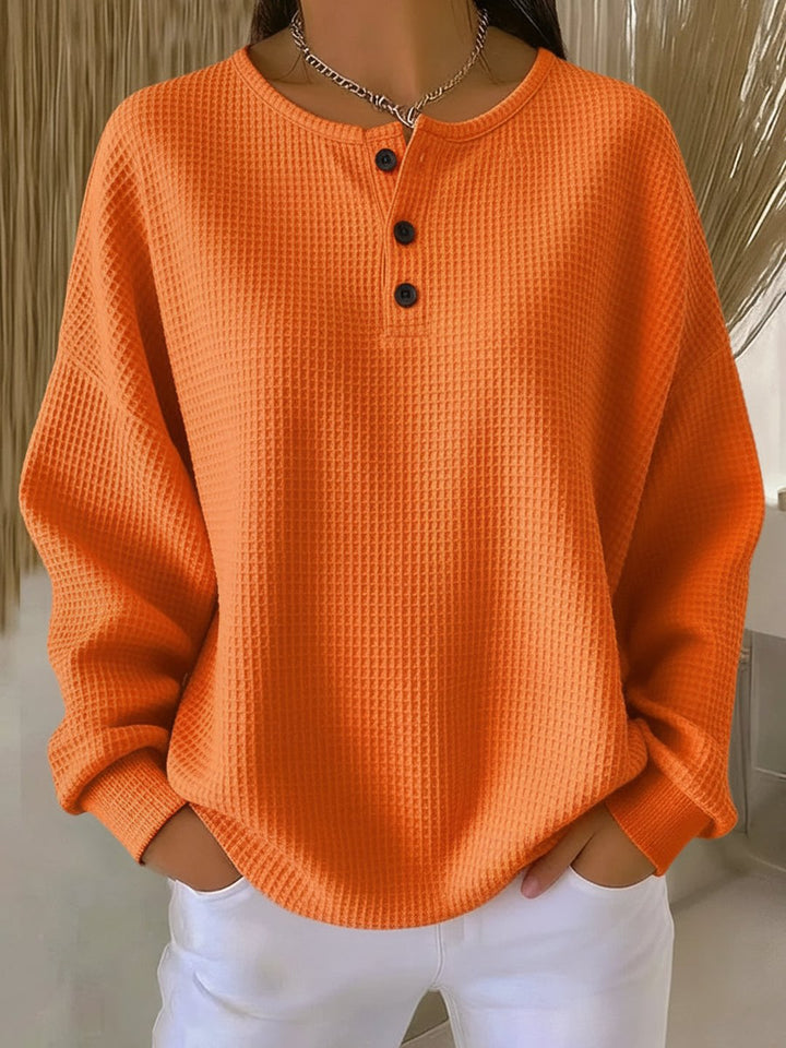 Kennedi | Cozy Waffle Henley Sweatshirt