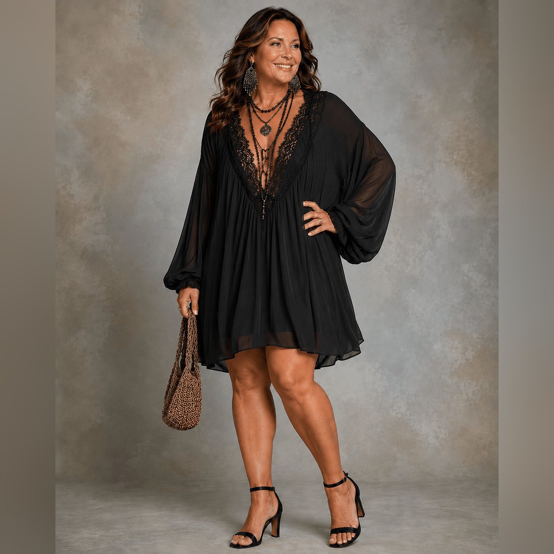 Hedi | Black Chiffon Halter Mini Dress