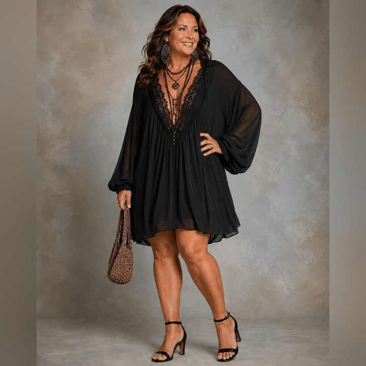 Hedi | Black Chiffon Halter Mini Dress