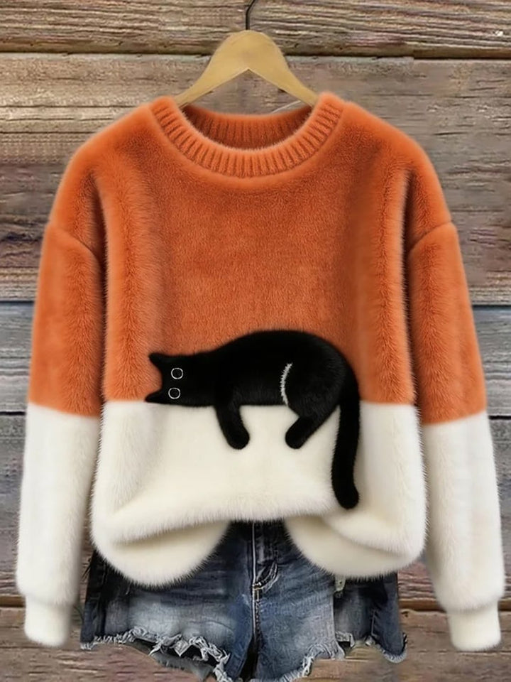 Jocelyne | Elegant Cat Print Oversized Sweater