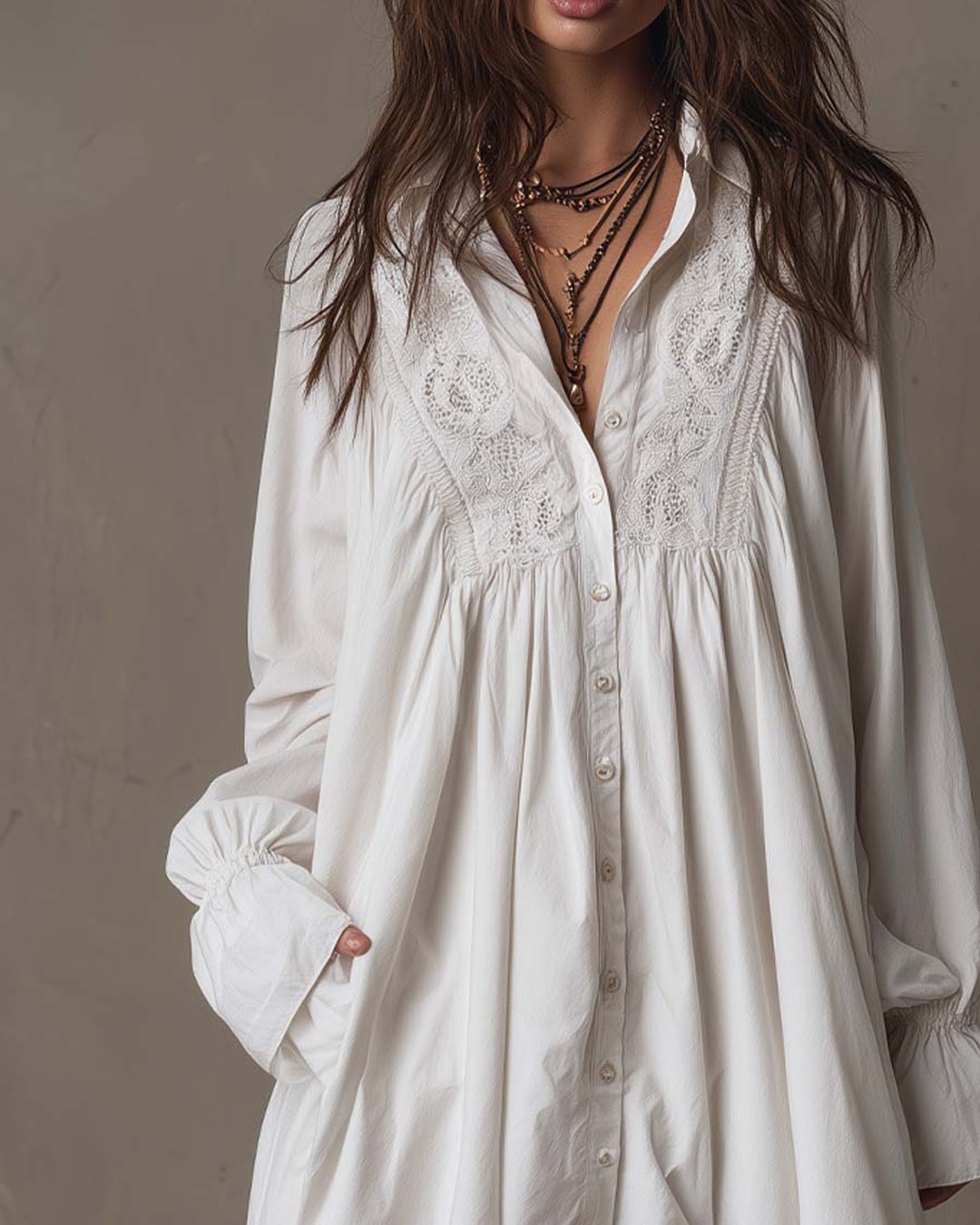 Torri | Lace Shirt Mini Dress
