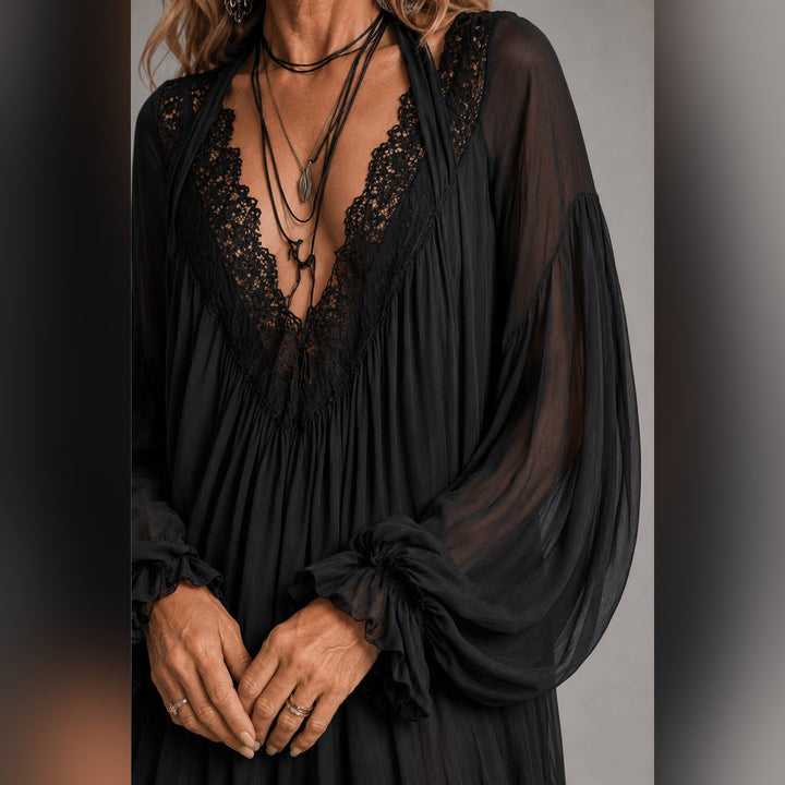 Hedi | Black Chiffon Halter Mini Dress